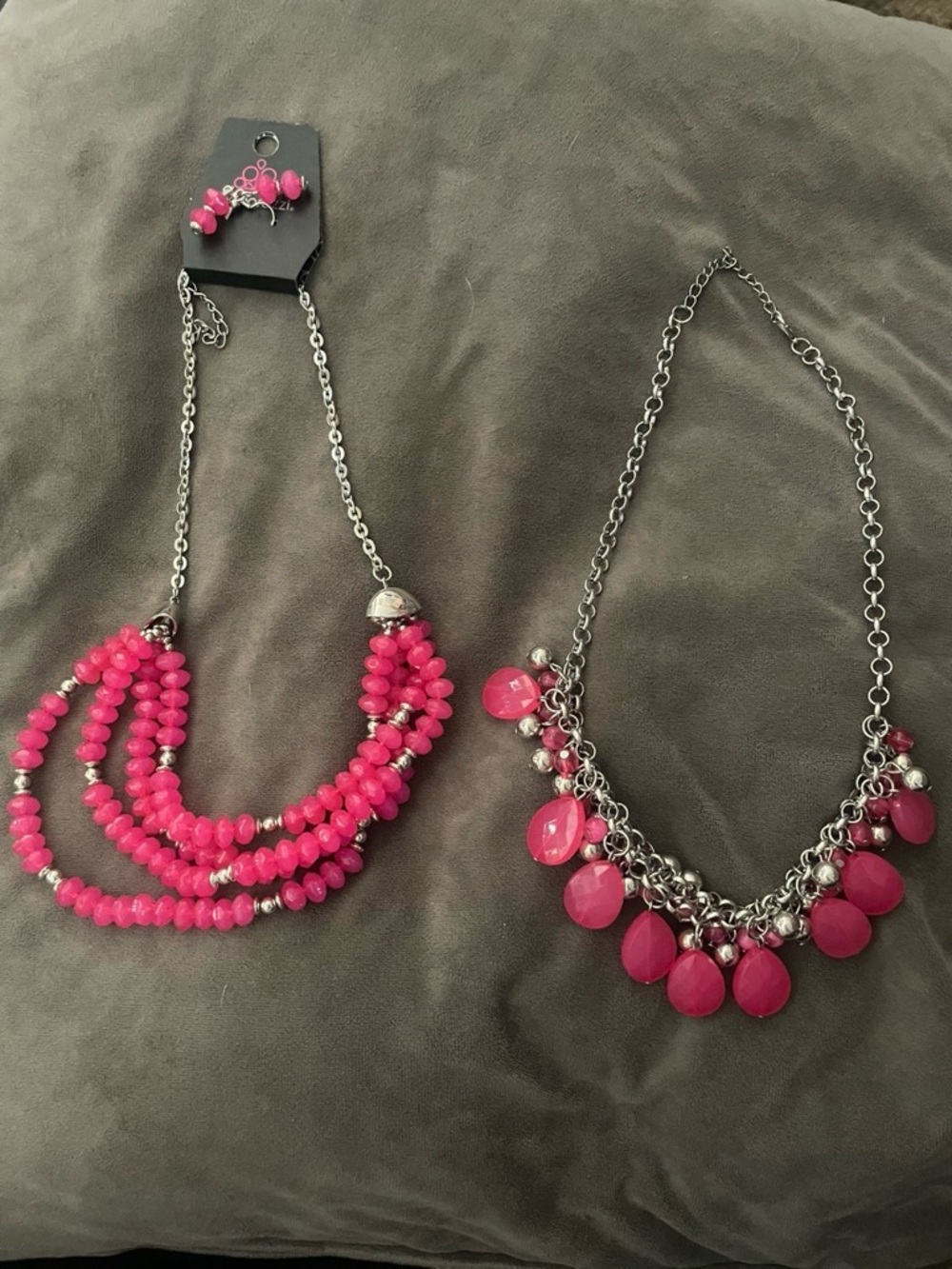 paparazzi Hot Pink Multi-Strand & Charm Necklace Duo